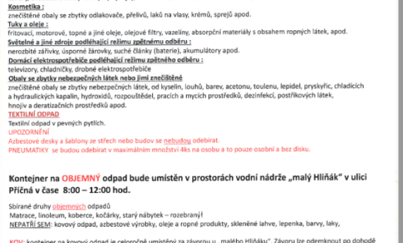 SVOZ NEBEZPEČNÉHO A OBJEMNÉHO ODPADU SVOZ NEBEZPEČNÉHO A OBJEMNÉHO ODPADU