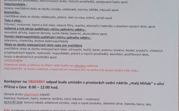 Svoz nebezpečného a objemného odpadu